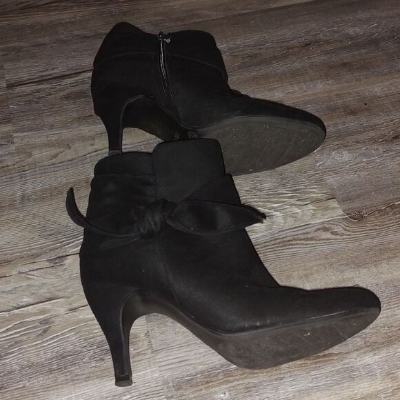 Metro 7 Knotty black side zipper black heeled ankle boot Sz 8 EUC - Picture 7 of 8